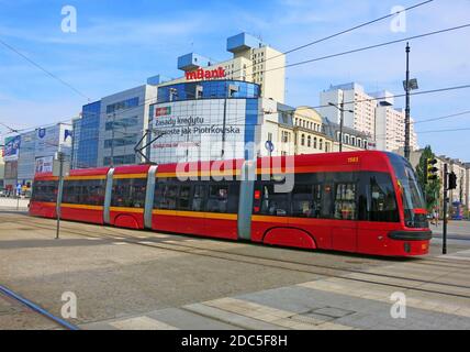 Straßenbahn in der Hauptstraße, Lodz, Polen Stockfoto