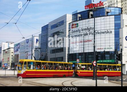 Straßenbahn in der Hauptstraße, Lodz, Polen Stockfoto