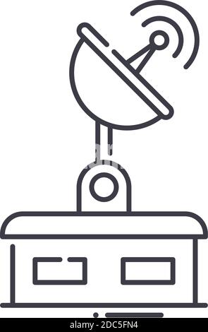 Satelite Gericht Symbol, lineare isolierte Illustration, dünne Linie Vektor, Web-Design-Zeichen, Kontur Konzept Symbol mit editierbaren Strich auf weißem Hintergrund. Stock Vektor