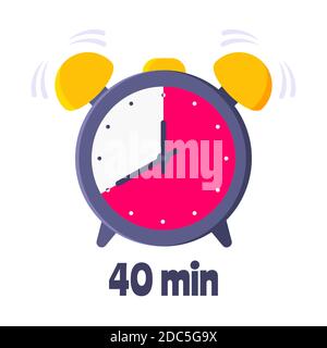 Forrty Minuten auf analoge Uhr Gesicht flachen Stil Design Vektor Illustration Symbol Zeichen isoliert auf weißem Hintergrund. Stock Vektor