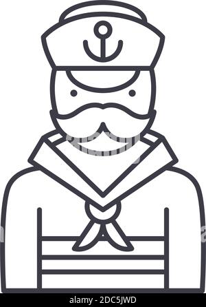 Seemann Konzept Symbol, lineare isolierte Illustration, dünne Linie Vektor, Web-Design-Zeichen, Umriss Konzept Symbol mit editierbarer Kontur auf weißem Hintergrund. Stock Vektor
