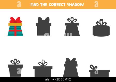 Finden Sie den richtigen Schatten der Weihnachts-Geschenkbox. Stock Vektor