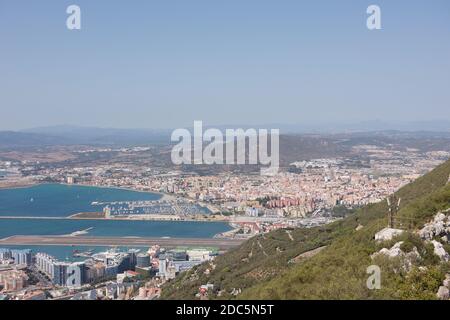 Gesamtansicht von Gibraltar und der Bucht von Algeciras Stockfoto