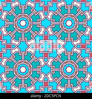 Verworrenes modernes Muster, basierend auf traditionellen orientalischen Mustern. Nahtloser Vektorhintergrund. Einfarbige Farben - einfach zu färben. Stock Vektor