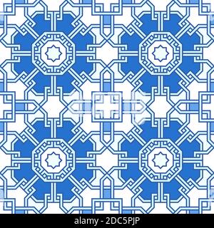 Verworrenes modernes Muster, basierend auf traditionellen orientalischen Mustern. Nahtloser Vektorhintergrund. Einfarbige Farben - einfach zu färben. Stock Vektor