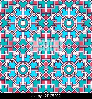 Verworrenes modernes Muster, basierend auf traditionellen orientalischen Mustern. Nahtloser Vektorhintergrund. Einfarbige Farben - einfach zu färben. Stock Vektor
