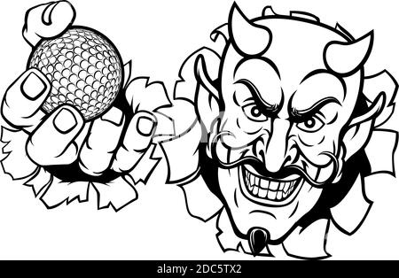 Teufel Satan Golf Ball Sport Maskottchen Cartoon Stock Vektor