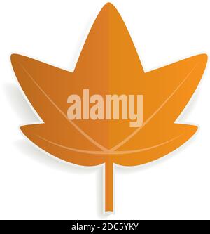 Vektordarstellung, die den ausgeschnittenen Papierstil eines Herbstblattes simuliert. Stock Vektor