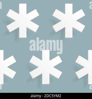 Nahtloses Muster mit Schneeflocken. Vektordarstellung, die den ausgeschnittenen Papierstil simuliert. Stock Vektor