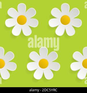 Nahtloses Muster mit Blumen im Frühling. Vektordarstellung, die den ausgeschnittenen Papierstil simuliert. Stock Vektor