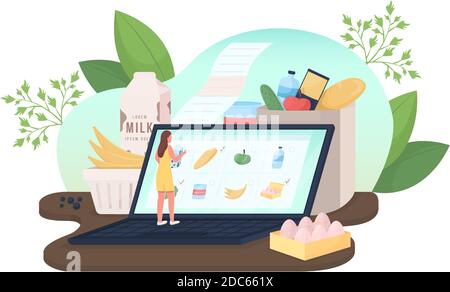 Bestellen Lebensmittel online flache Konzept Vektor Illustration Stock Vektor