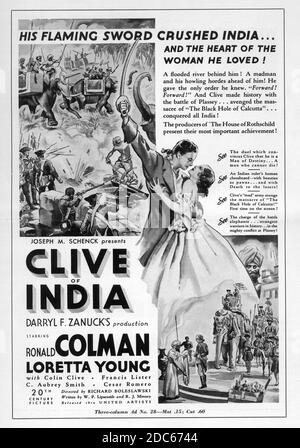 RONALD COLMAN und LORETTA YOUNG in CLIVE OF INDIA 1935 Regie RICHARD BOLESLAWSKI Musik Alfred Newman Produzent Darryl F. Zanuck 20th Century Pictures / United Artists Stockfoto