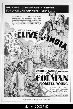 RONALD COLMAN und LORETTA YOUNG in CLIVE OF INDIA 1935 Regie RICHARD BOLESLAWSKI Musik Alfred Newman Produzent Darryl F. Zanuck 20th Century Pictures / United Artists Stockfoto