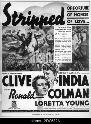 RONALD COLMAN und LORETTA YOUNG in CLIVE OF INDIA 1935 Regie RICHARD BOLESLAWSKI Musik Alfred Newman Produzent Darryl F. Zanuck 20th Century Pictures / United Artists Stockfoto