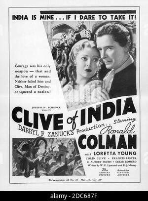 RONALD COLMAN und LORETTA YOUNG in CLIVE OF INDIA 1935 Regie RICHARD BOLESLAWSKI Musik Alfred Newman Produzent Darryl F. Zanuck 20th Century Pictures / United Artists Stockfoto