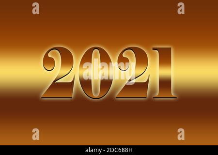 Frohes neues Jahr 2021. goldener Hintergrund Text Illustration - Goldener Hintergrund mit Text 2021 goldene Illustration - Neujahr 2021 Hintergrund illustratio Stockfoto