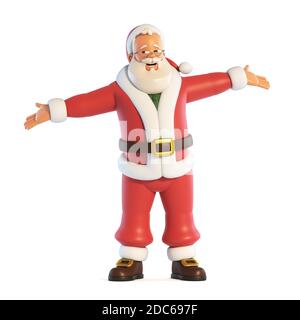 Santa Claus offene Hände Geste isoliert auf weißem Hintergrund 3d Rendering Stockfoto