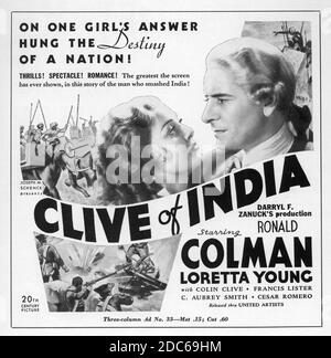 RONALD COLMAN und LORETTA YOUNG in CLIVE OF INDIA 1935 Regie RICHARD BOLESLAWSKI Musik Alfred Newman Produzent Darryl F. Zanuck 20th Century Pictures / United Artists Stockfoto