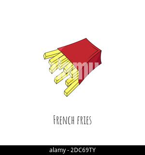 Pommes frites. Isoliertes Objekt auf Weiß. Vektorgrafik Cartoon-Illustration. Flaches Design. Stock Vektor