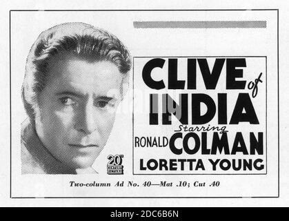 RONALD COLMAN und LORETTA YOUNG in CLIVE OF INDIA 1935 Regie RICHARD BOLESLAWSKI Musik Alfred Newman Produzent Darryl F. Zanuck 20th Century Pictures / United Artists Stockfoto