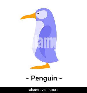 Pinguin. Vektor-Cartoon-Illustration isoliert auf weiß. Flaches Design. Stock Vektor