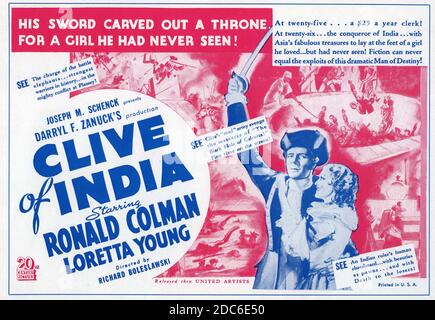 RONALD COLMAN und LORETTA YOUNG in CLIVE OF INDIA 1935 Regie RICHARD BOLESLAWSKI Musik Alfred Newman Produzent Darryl F. Zanuck 20th Century Pictures / United Artists Stockfoto