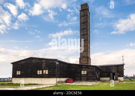 Lublin, Lubelskie/Polen - 2019/08/17: Rekonstruiertes Krematorium von Majdanek KL Lubliner NS-Konzentrations- und Vernichtungslager - Konzentrationsla Stockfoto