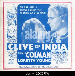 RONALD COLMAN und LORETTA YOUNG in CLIVE OF INDIA 1935 Regie RICHARD BOLESLAWSKI Musik Alfred Newman Produzent Darryl F. Zanuck 20th Century Pictures / United Artists Stockfoto