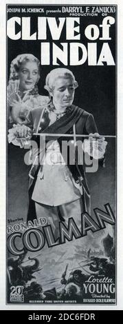 RONALD COLMAN und LORETTA YOUNG in CLIVE OF INDIA 1935 Regie RICHARD BOLESLAWSKI Musik Alfred Newman Produzent Darryl F. Zanuck 20th Century Pictures / United Artists Stockfoto