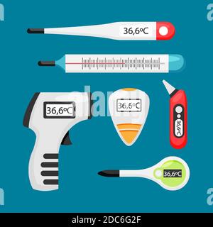 Flachthermometer Typen Konzept Vektor Illustration Stock Vektor