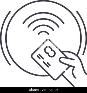 Gutschrifteingabesymbol, lineare isolierte Abbildung, dünner Linienvektor, Netzdesignzeichen, Umrisskonzeptsymbol mit editierbarer Kontur auf weißem Hintergrund. Stock Vektor