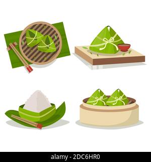 Dragon Boot zongzi Konzept Vektor Illustration Stock Vektor