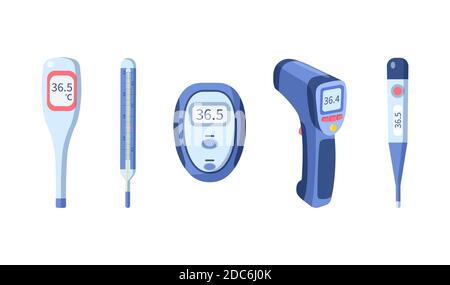 Abbildung der Typen von Flachthermometern Vektordarstellung Stock Vektor
