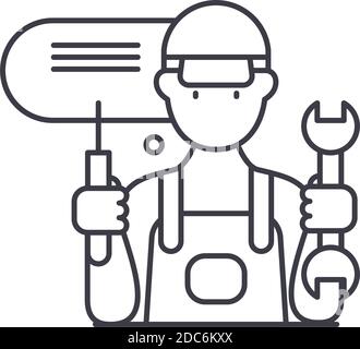 Kundenwunsch Symbol, lineare isolierte Illustration, dünne Linie Vektor, Webdesign Zeichen, Umriss Konzept Symbol mit editierbarer Kontur auf weiß Stock Vektor