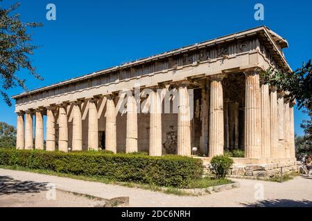 Athen, Attika / Griechenland - 2018/04/02: Antiker Tempel des Hephaistus, Hephaisteion, in Athener Agora archäologischen Bereich Stockfoto