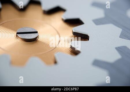 Getriebe mit Zähnen in der Produktion in Fabriken Stockfoto
