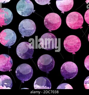 Farbe Glossy Luftballons Seamles Muster Hintergrund Illustration Stockfoto