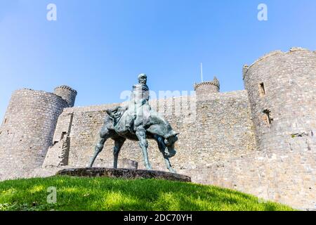 Die Statue der zwei Könige in Harlech Castle im Nordwesten von Wales, Harlech Castle Wales, Harlech Town, Castle, Wales, Castles, Walisisch Stockfoto