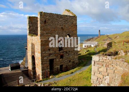 Die Levant Mine und der Beam Motor in Pendeen bei St. in Cornwall, England Stockfoto