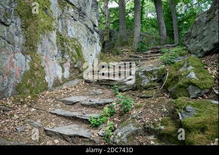 Wandern im taunus im rhein-Main-Gebiet bei frankfurt Am Main zwischen Felsen in wurnderbare Natur Stockfoto