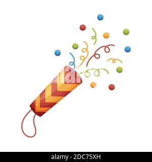 Cartoon bunte Petard Konfetti Gruß. vektor-Illustration Stock Vektor
