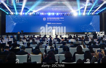 Peking, China. November 2020. Das Foto vom 19. November 2020 zeigt die Eröffnungszeremonie des APEC China CEO Forums 2020 in Peking, der Hauptstadt Chinas. Quelle: Chen Yehua/Xinhua/Alamy Live News Stockfoto