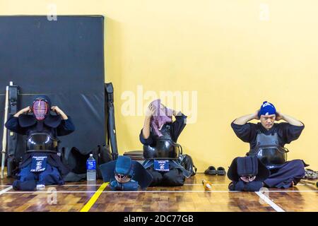 IGA Kendo Club Praktizierende in Quezon City, Metro Manila, Philippinen Stockfoto