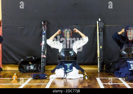 IGA Kendo Club Praktizierende in Quezon City, Metro Manila, Philippinen Stockfoto