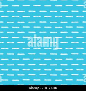 Vektor abstraktes Grunge Streifenmuster mit handgezeichneter unregelmäßiger Linie auf blauem Hintergrund. Nahtloses sommerliches Stranddesign. Perfekt für Stoff, Badekleidung und Badekleidung. Stock Vektor