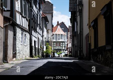 Blick durch die historischen Straßen von kronberg im taunus Stockfoto