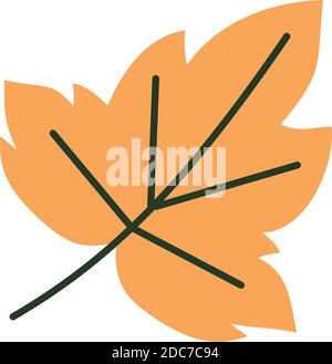 Symbol für trockenes Blatt auf weißem Hintergrund, Halbzeilenfarben, Vektorgrafik Stock Vektor