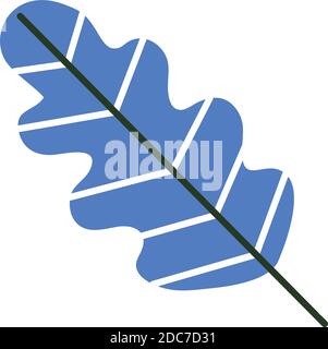 Eichenblatt-Symbol auf weißem Hintergrund, halbe Linie halb Farbe Stil, Vektor-Illustration Stock Vektor
