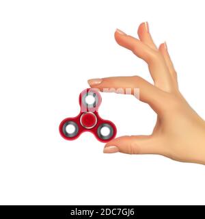 Realistische 3D Silhouette der Hand mit Spinner. Abbildung Stockfoto