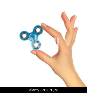 Realistische 3D Silhouette der Hand mit Spinner. Abbildung Stockfoto